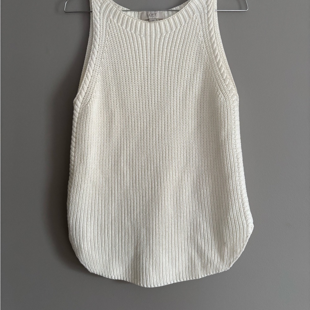 Loft Women's White Knit Tank Top, S